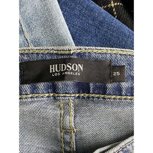 Hudson Women's Barbara Super Skinny High Waist Ankle Blue Distressed Jeans SZ 25 - Picture 9 of 11